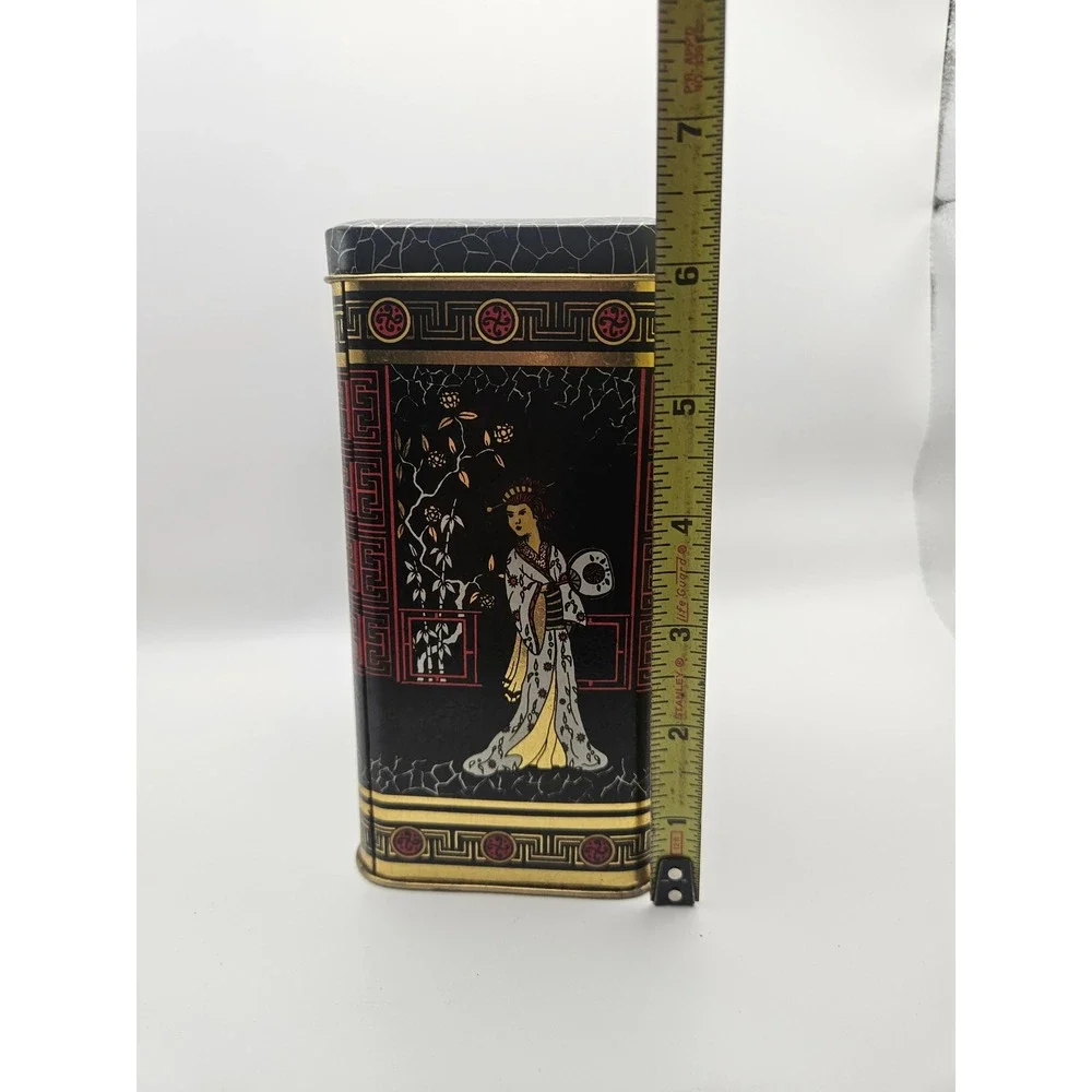 Vintage 1970s Chinoiserie Japanese Style Tea Tin, Made in England